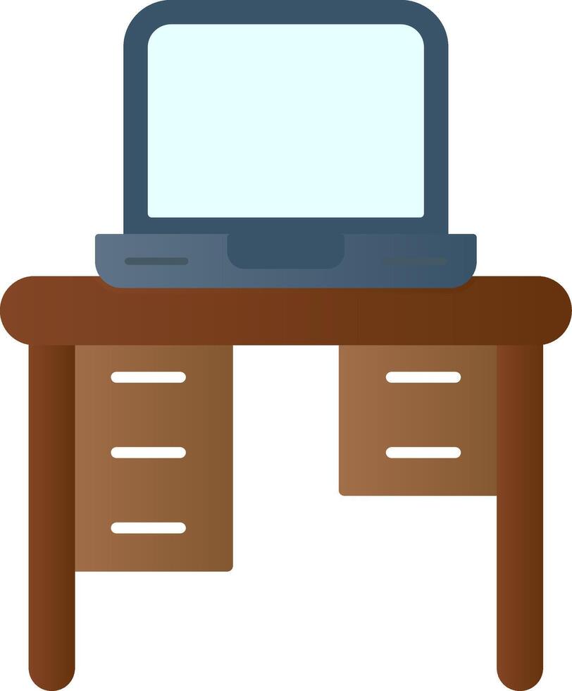 kontor skrivbord platt lutning ikon vektor