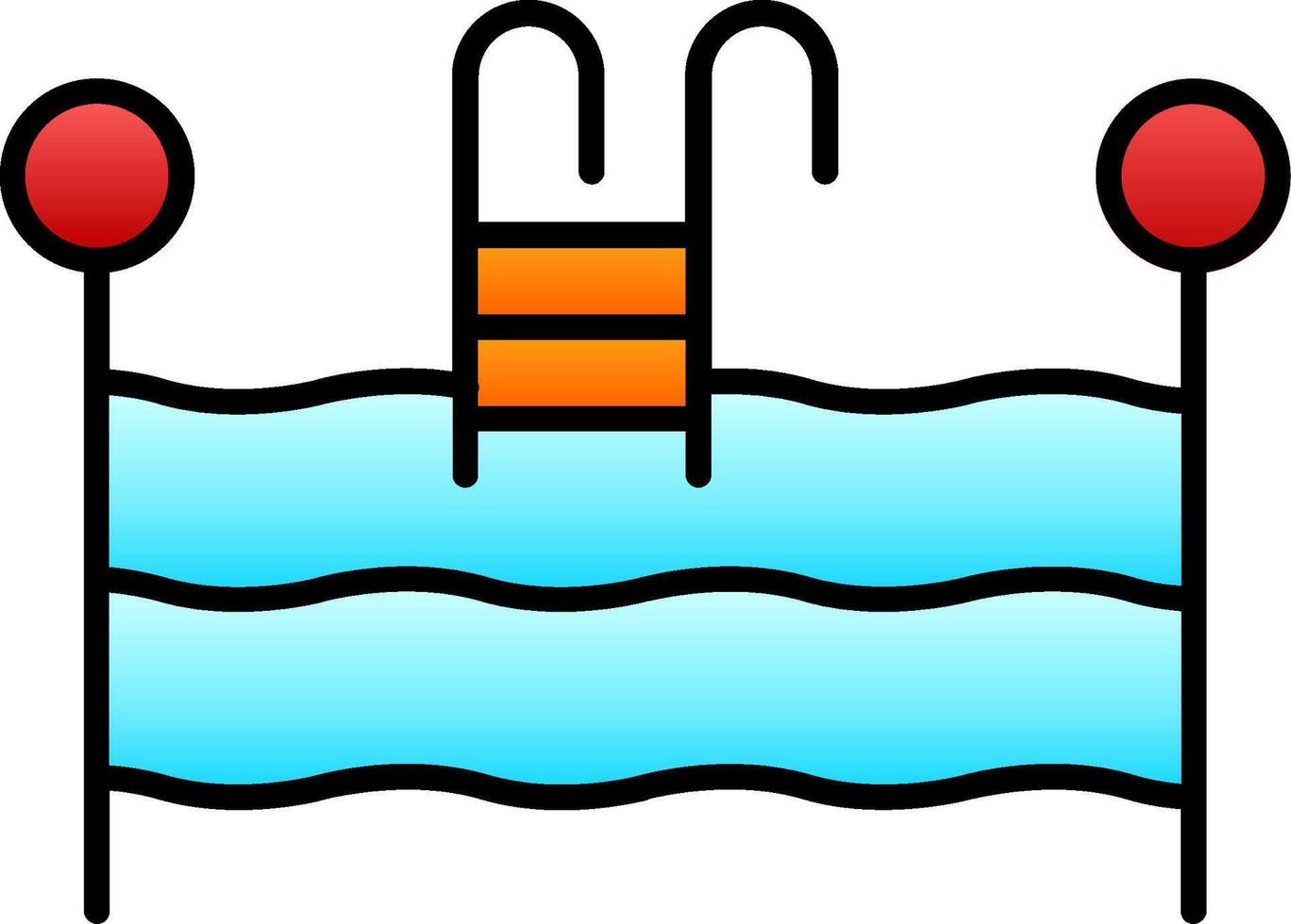 Schwimmen Schwimmbad Linie gefüllt Gradient Symbol vektor