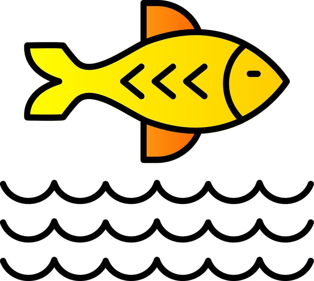 fisk linje fylld lutning ikon vektor