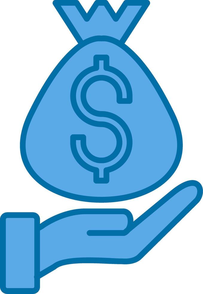 pengar väska fylld blå ikon vektor