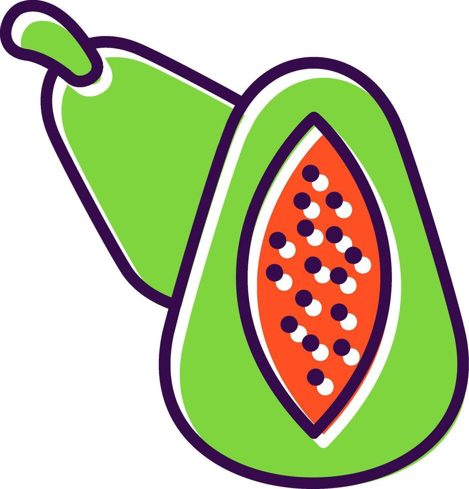 papaya fylld ikon vektor