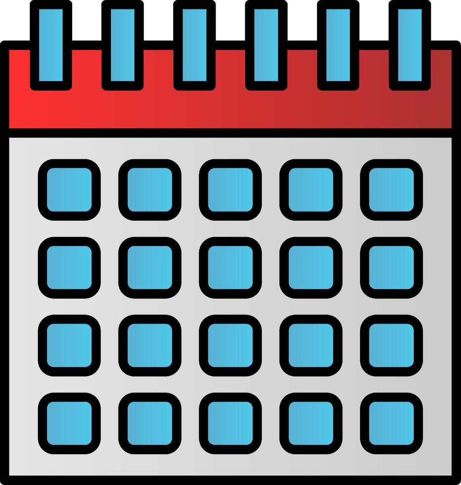 kalender linje fylld lutning ikon vektor