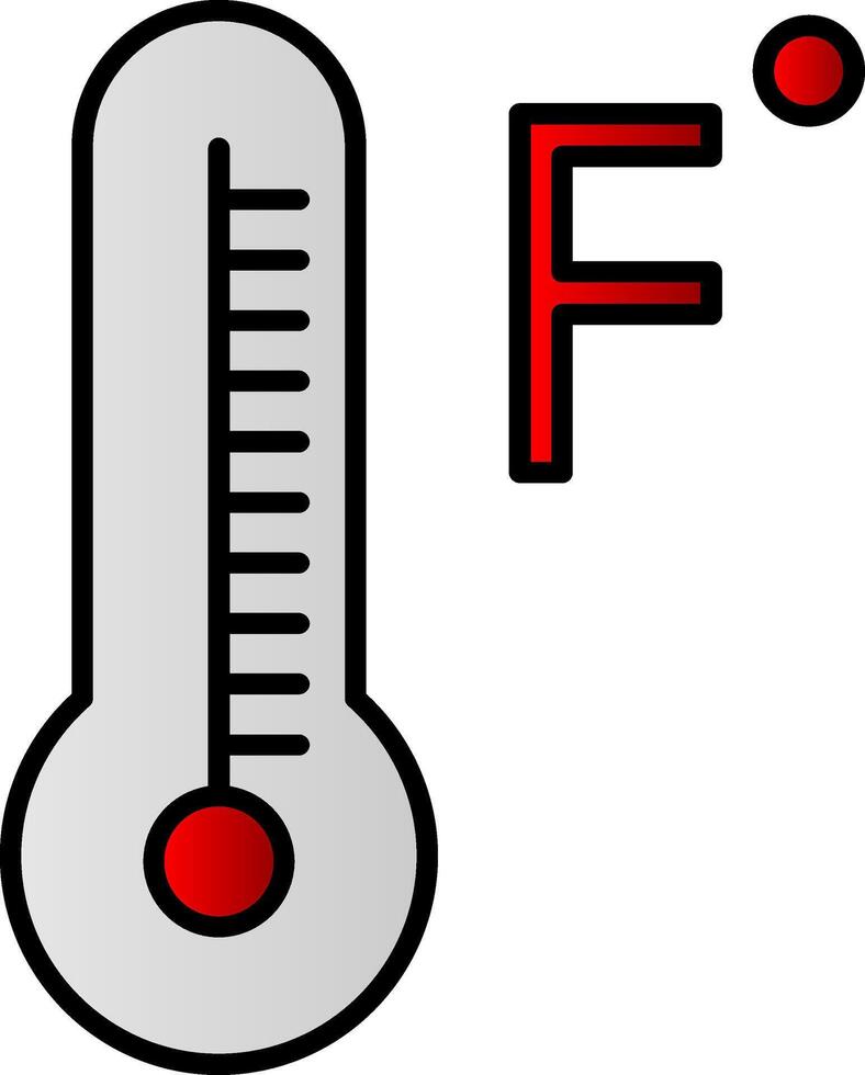 Fahrenheit grader linje fylld lutning ikon vektor