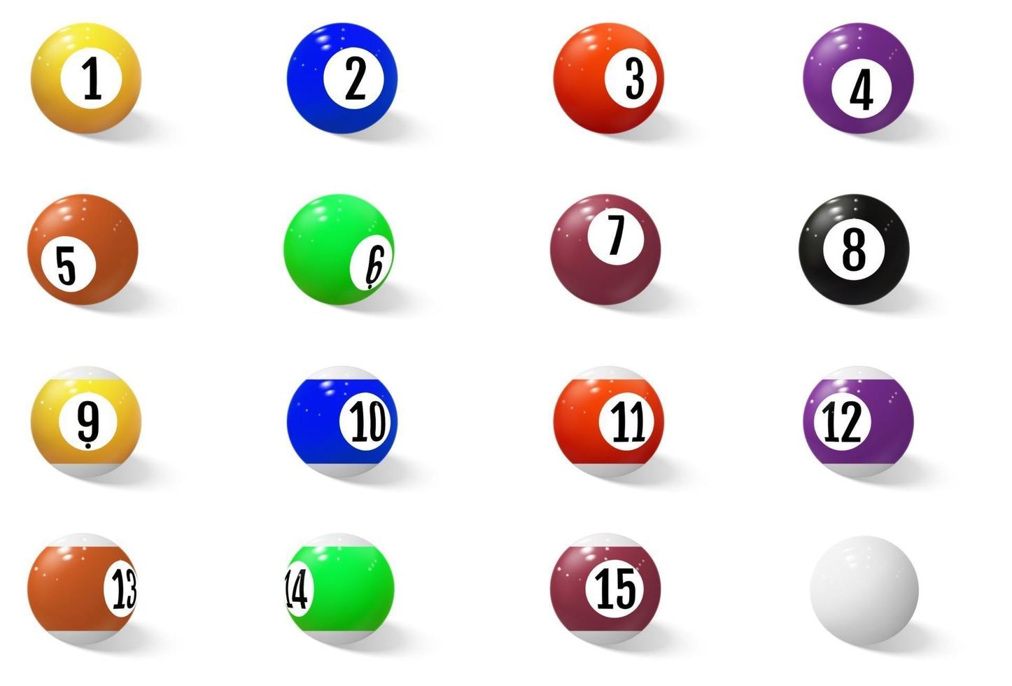 Billard-, Billard- oder Snookerbälle mit Zahlen. vektor