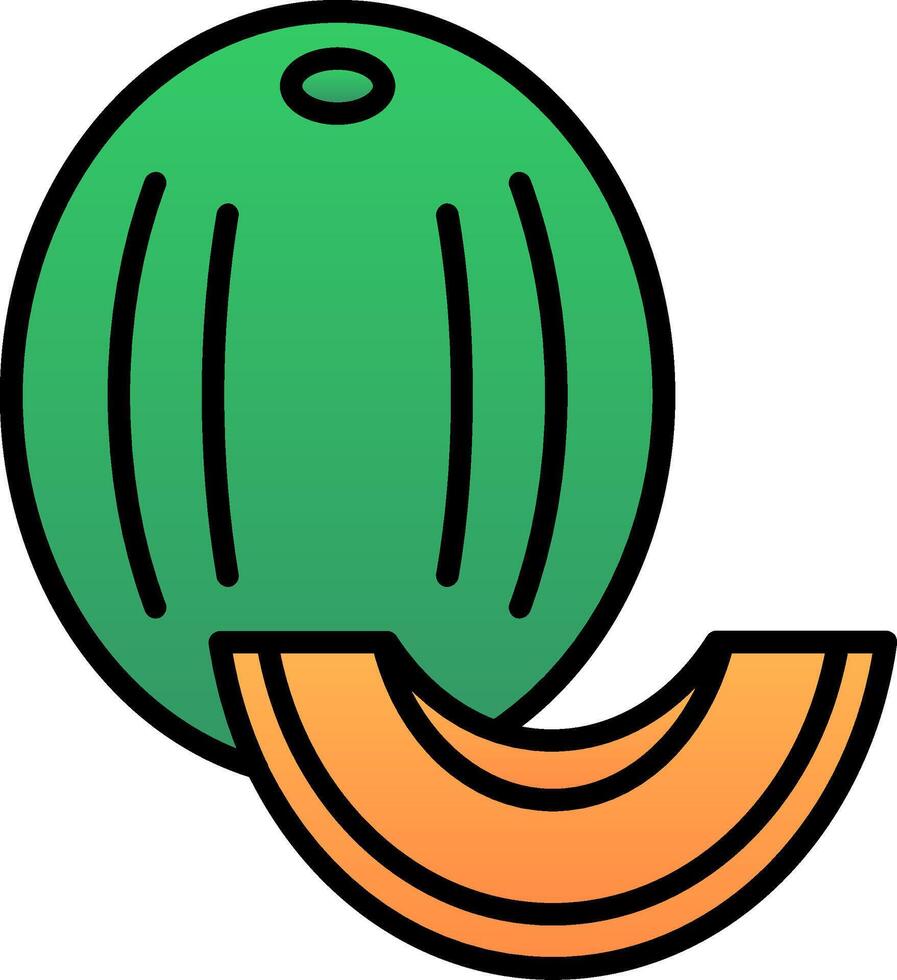 Honigtau Melone Linie gefüllt Gradient Symbol vektor