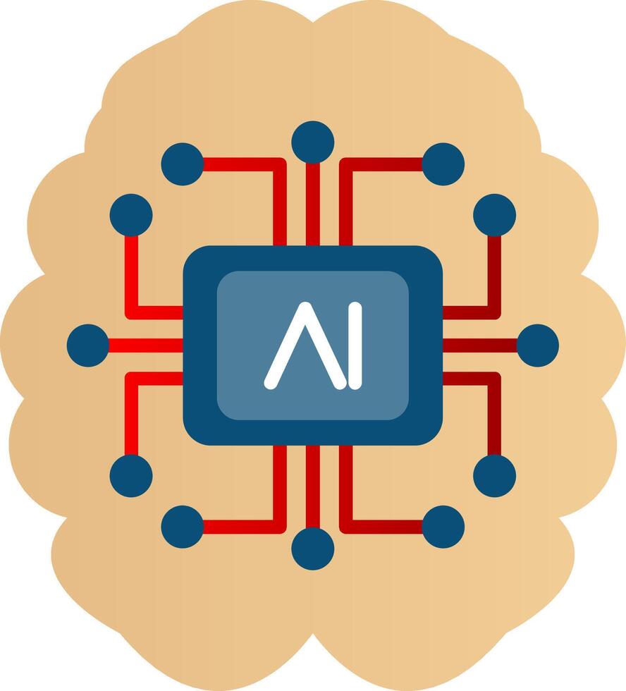 artificiell intelligens platt lutning ikon vektor