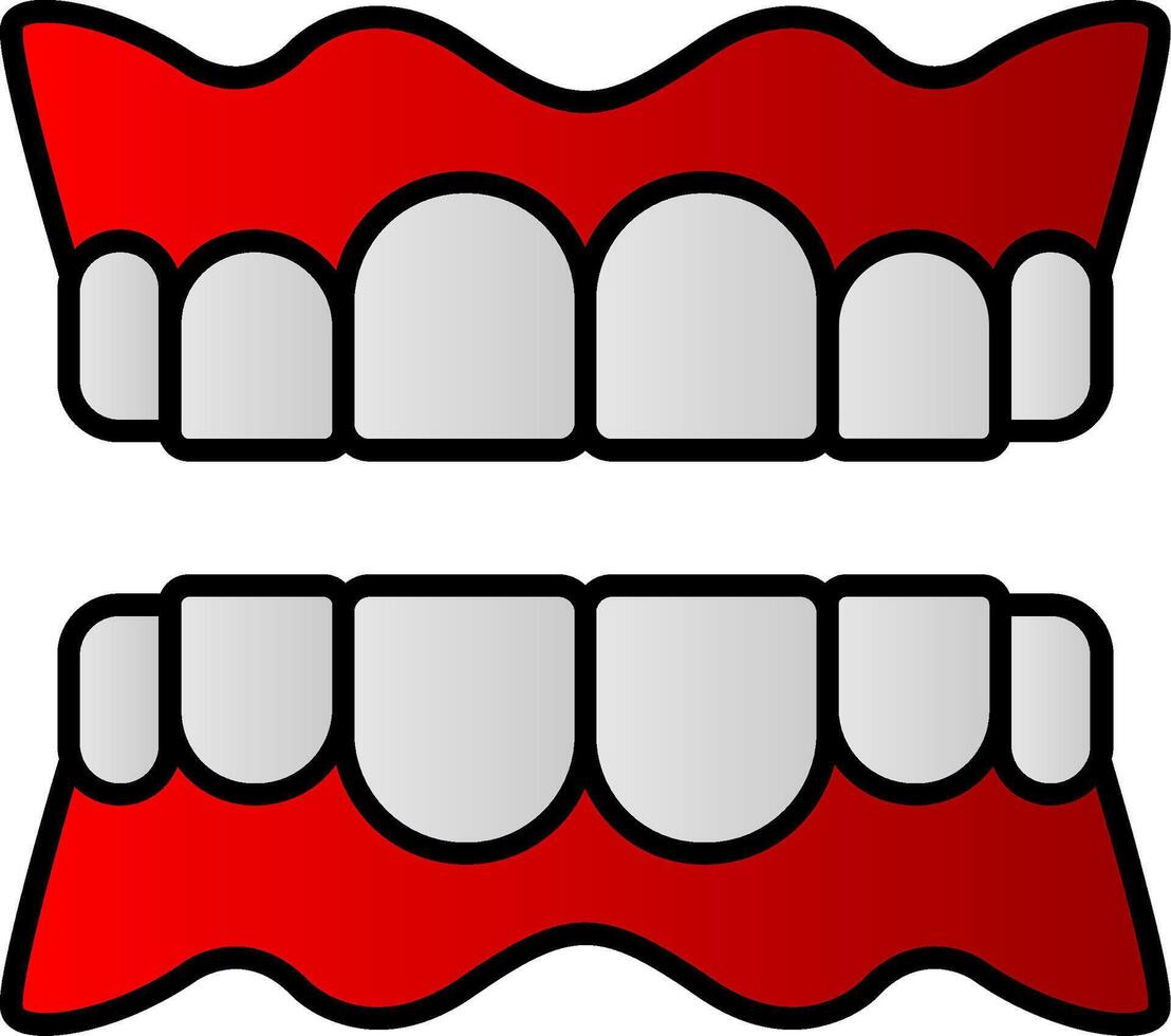 tandprotes linje fylld lutning ikon vektor