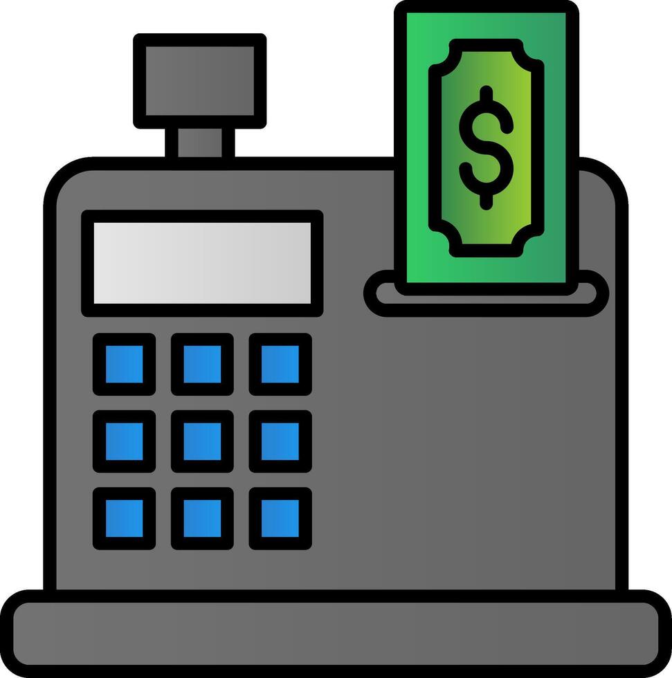 Kasse registrieren Linie gefüllt Gradient Symbol vektor