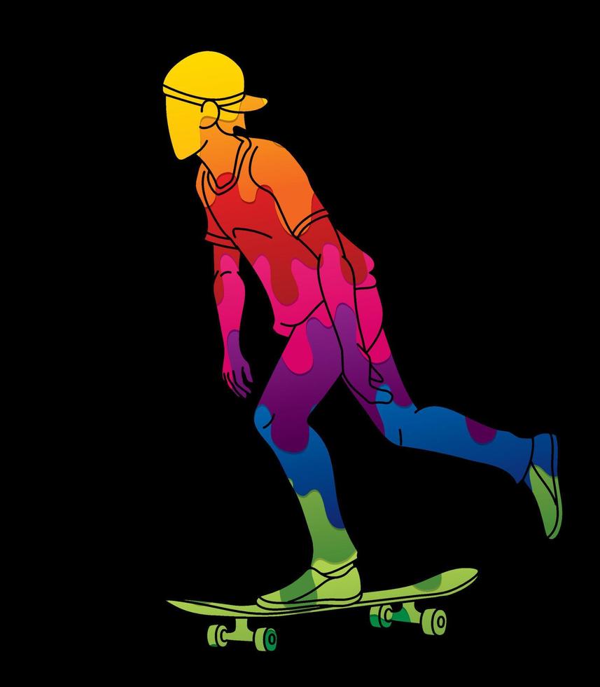 Graffiti-Skateboard-Spieler Extremsport-Aktion vektor