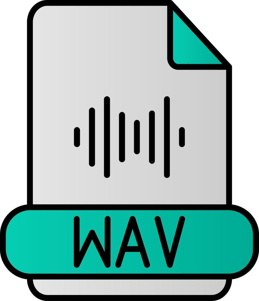 wAV formatera linje fylld lutning ikon vektor