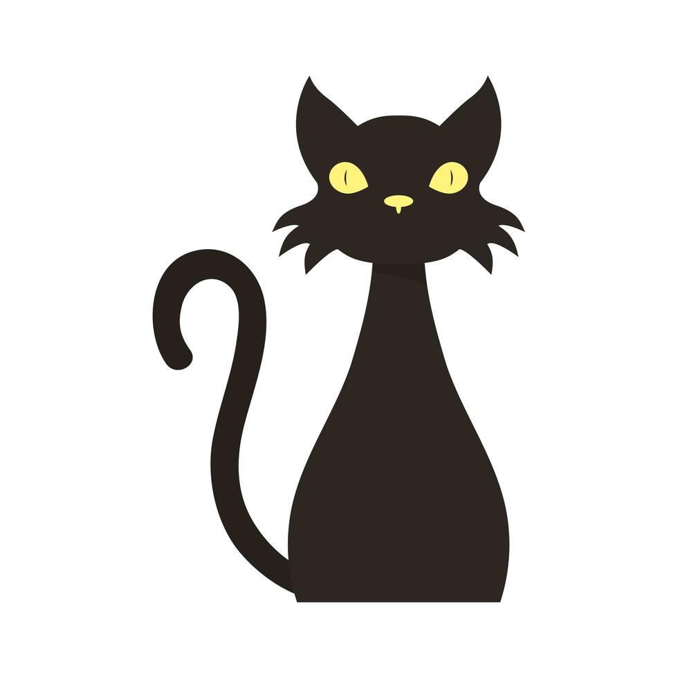 schwarze flache Stilikone der Halloween-Katze vektor