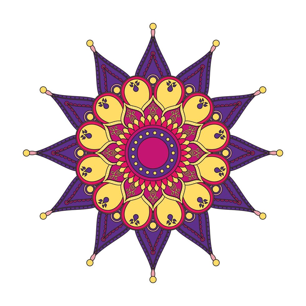 Sonne Mandala Diwali Dekoration isolierte Symbol vektor