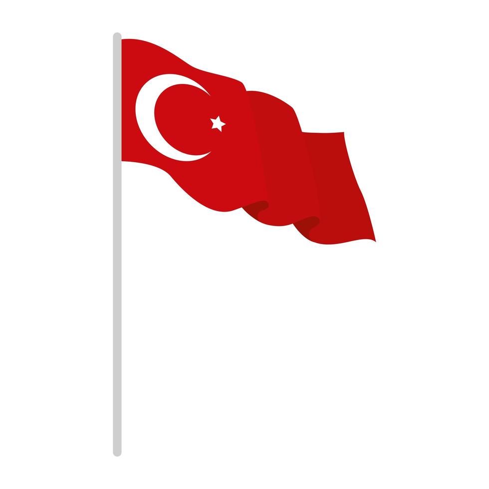 Turkiet flagga i pole isolerade ikon vektor