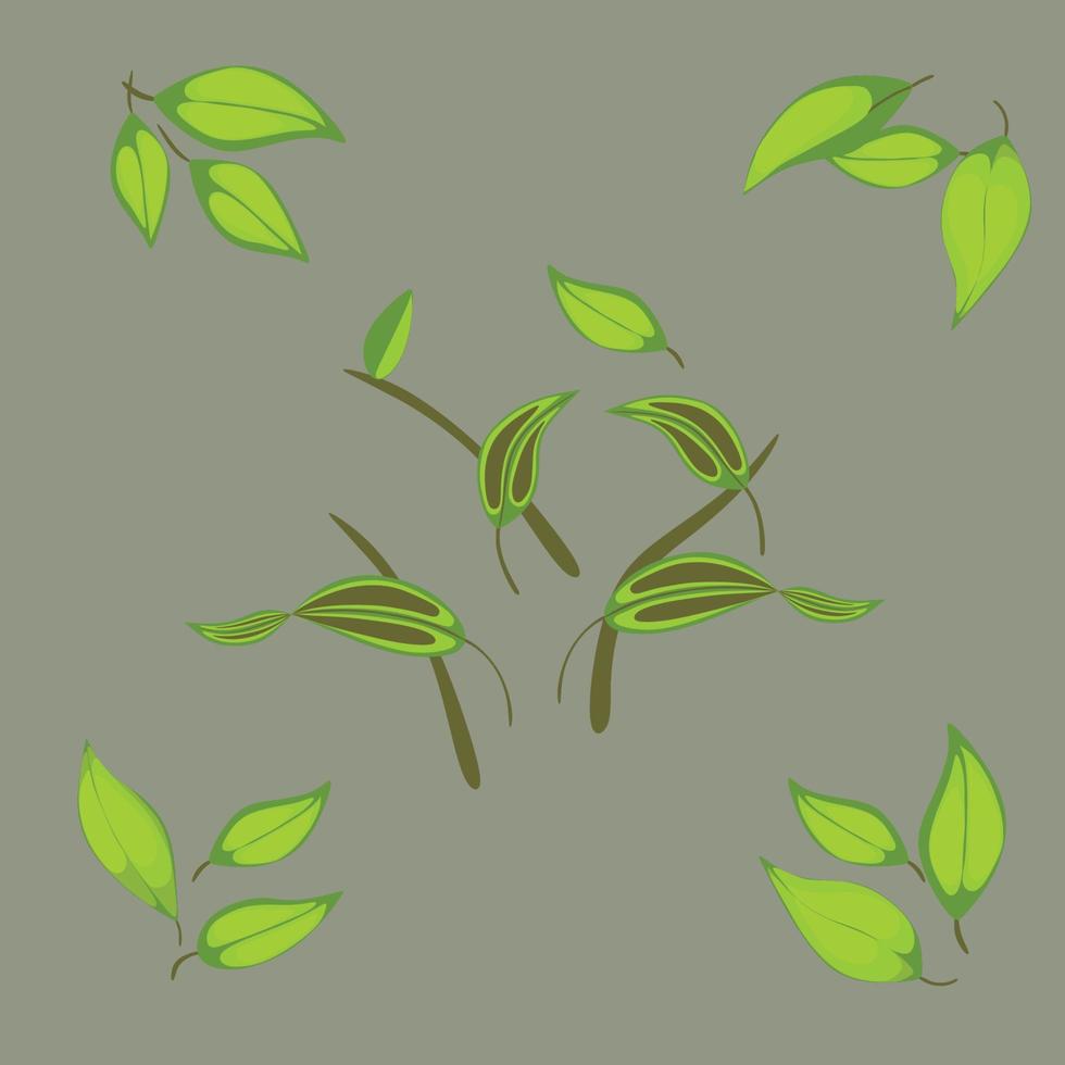 gröna blad med en grå bakgrund vektor