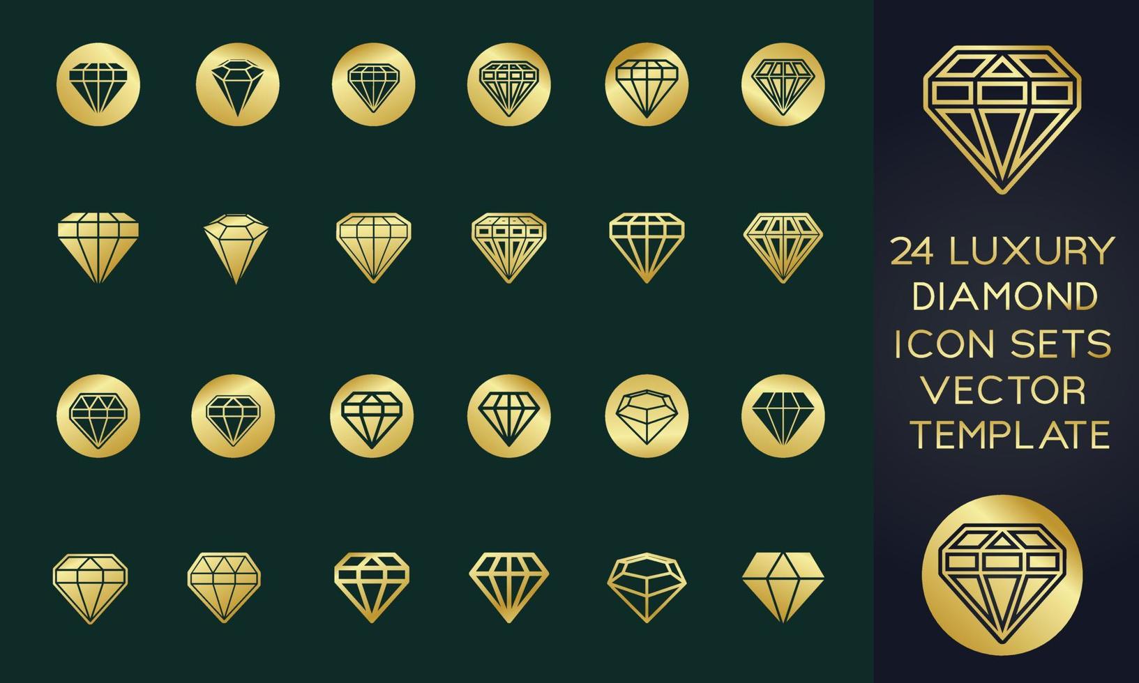 Luxus-Diamant-Icon-Set-Vektor-Vorlagendesign vektor