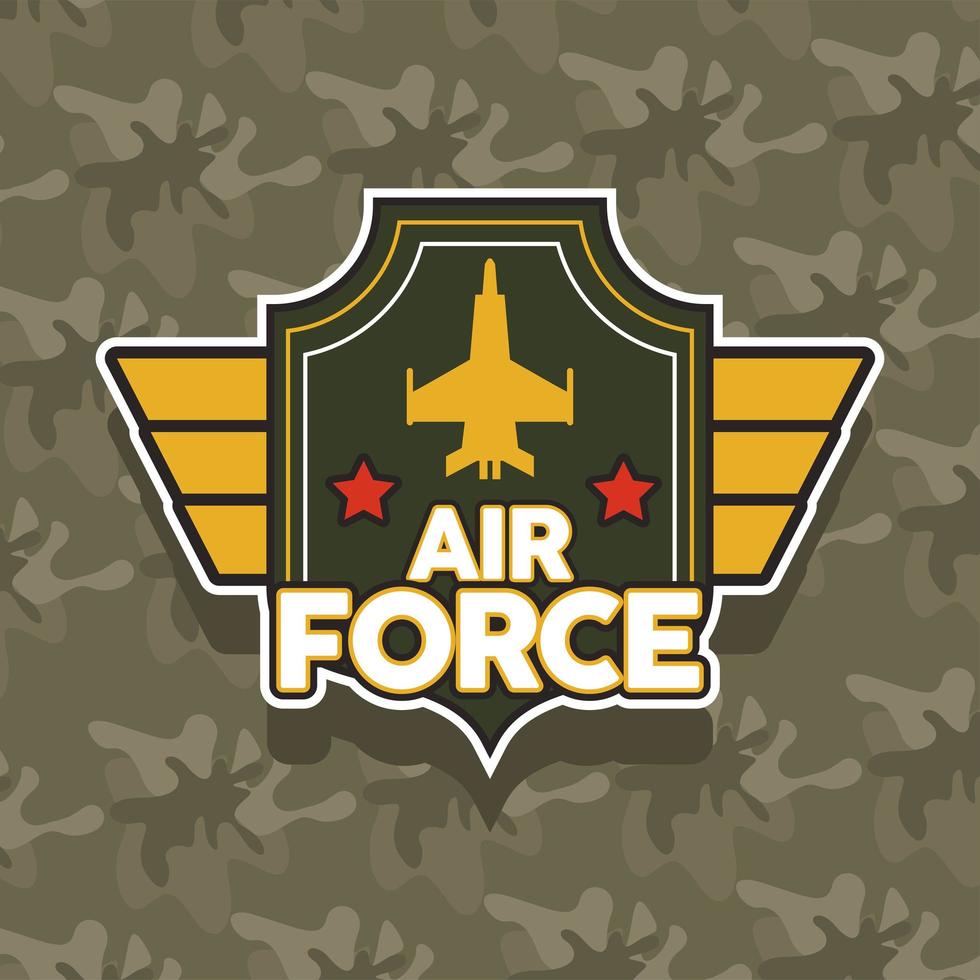 flygvapnets emblem med gyllene flygplan vektor