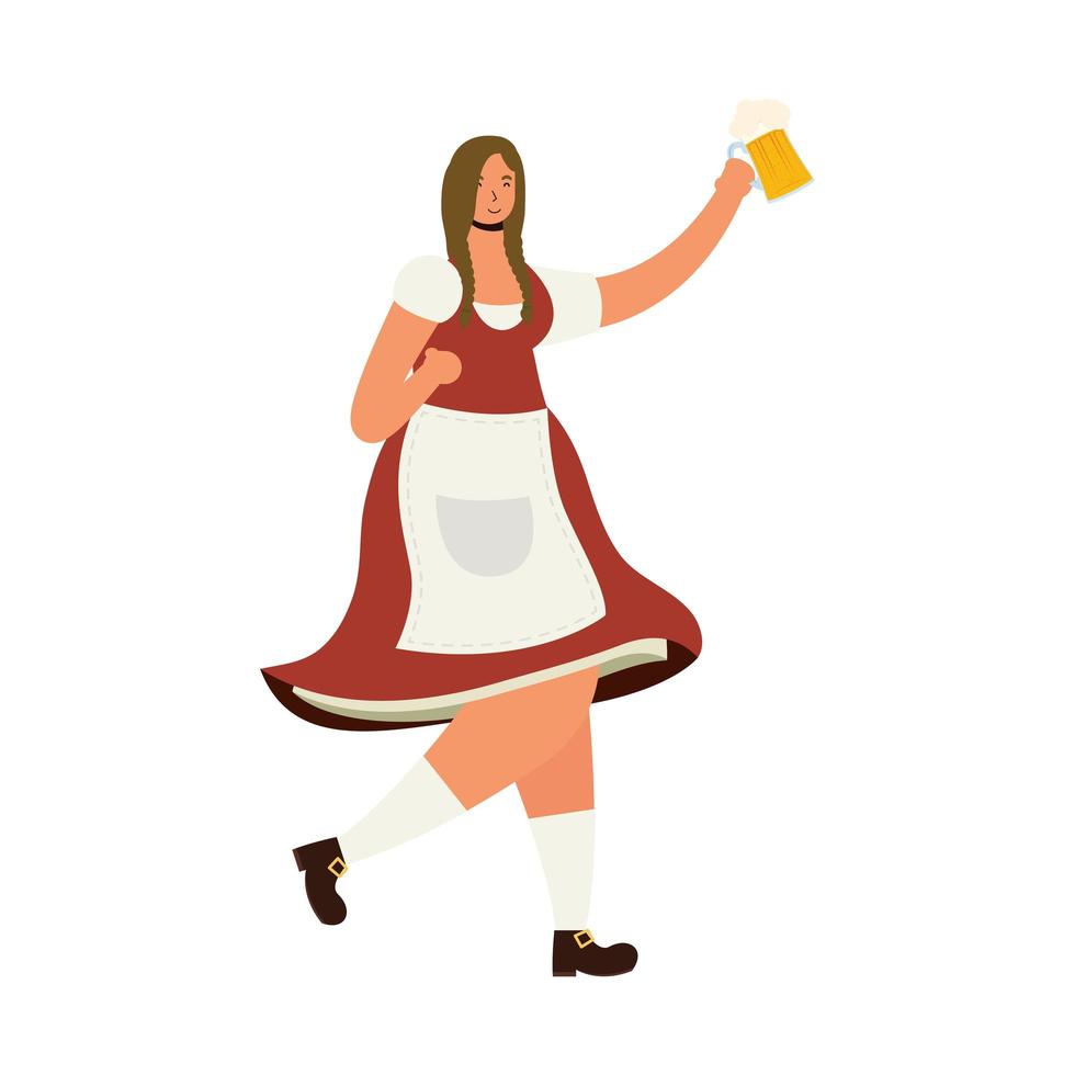 vacker tysk kvinna som dricker öl karaktär vektor