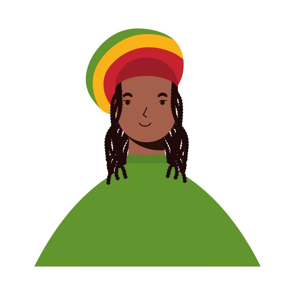 afro etnisk kvinna som bär jamaicansk hatt karaktär vektor