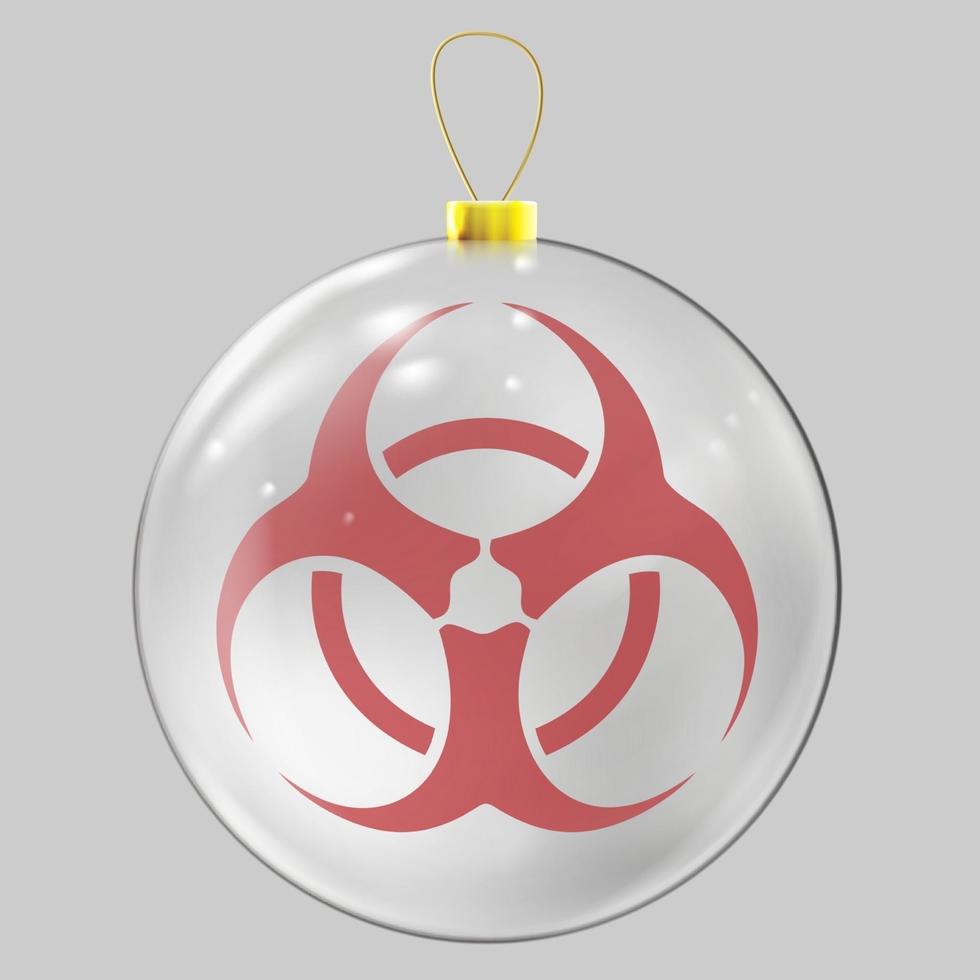 Weihnachtskugel aus Glas, die der Coronavirus-Pandemie gewidmet ist vektor