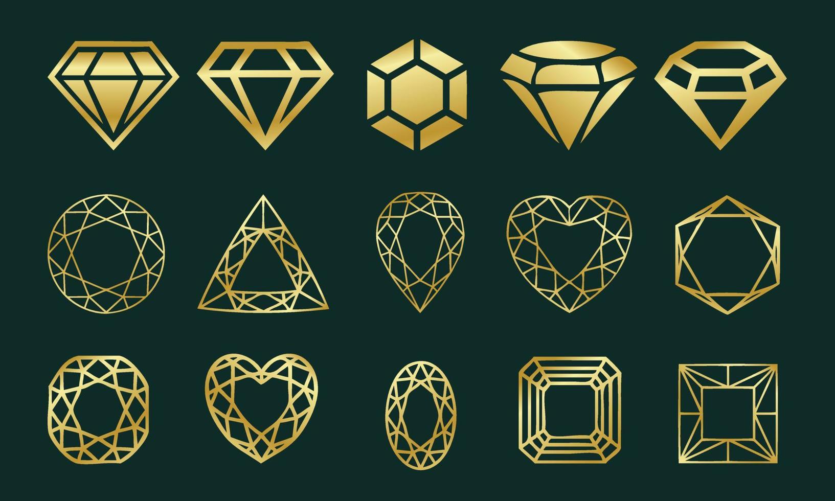 Luxus-Diamant-Icon-Set-Vektor-Vorlagendesign vektor