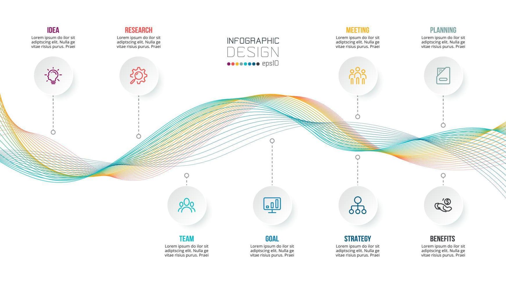 affärsidé infographic mall med våg. vektor