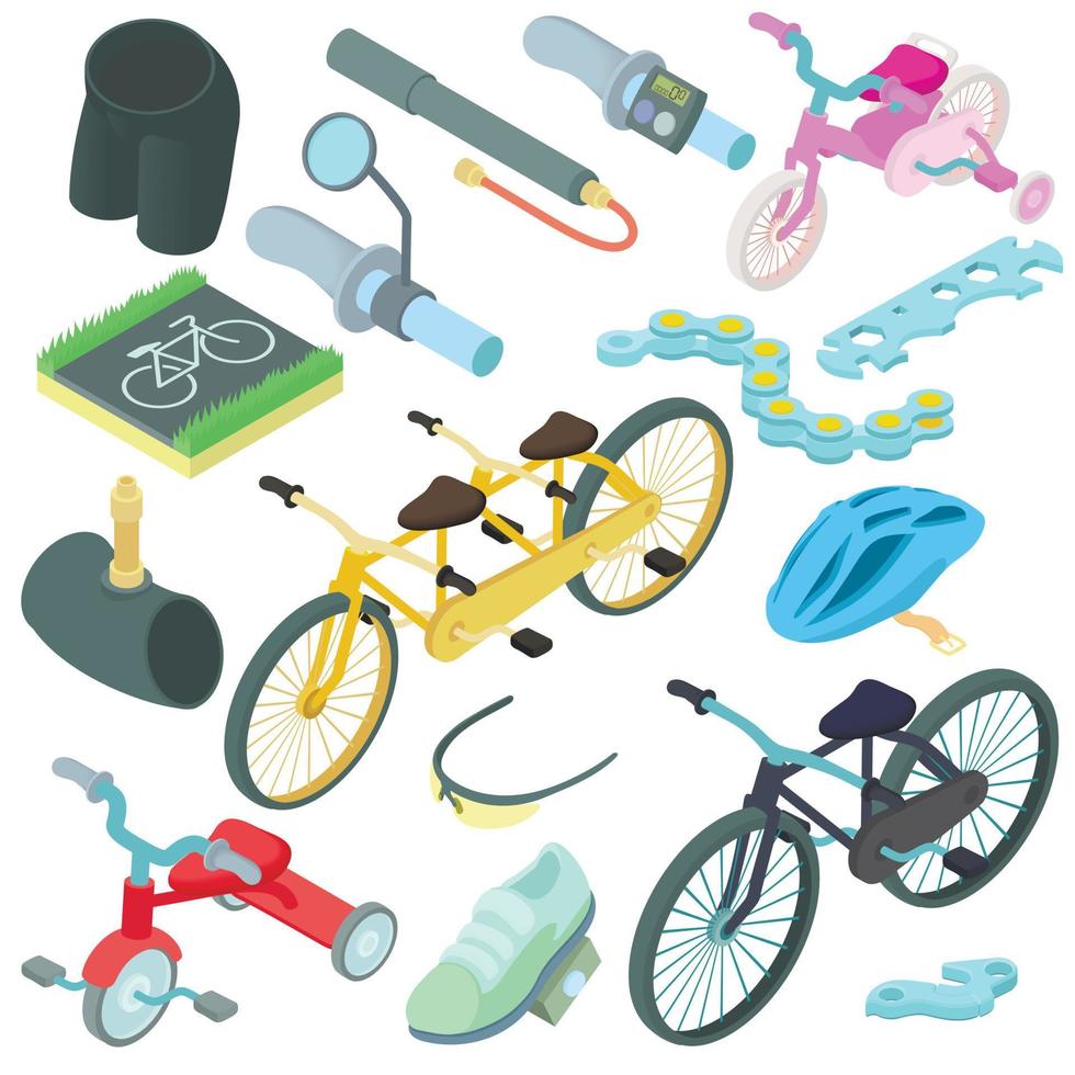 Radfahren Icons Set, Cartoon-Stil vektor