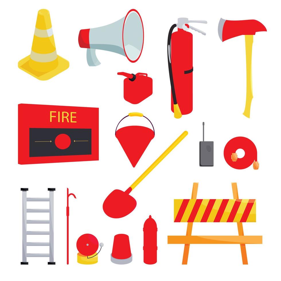 Feuerwehrmann Icons Set, Cartoon-Stil vektor