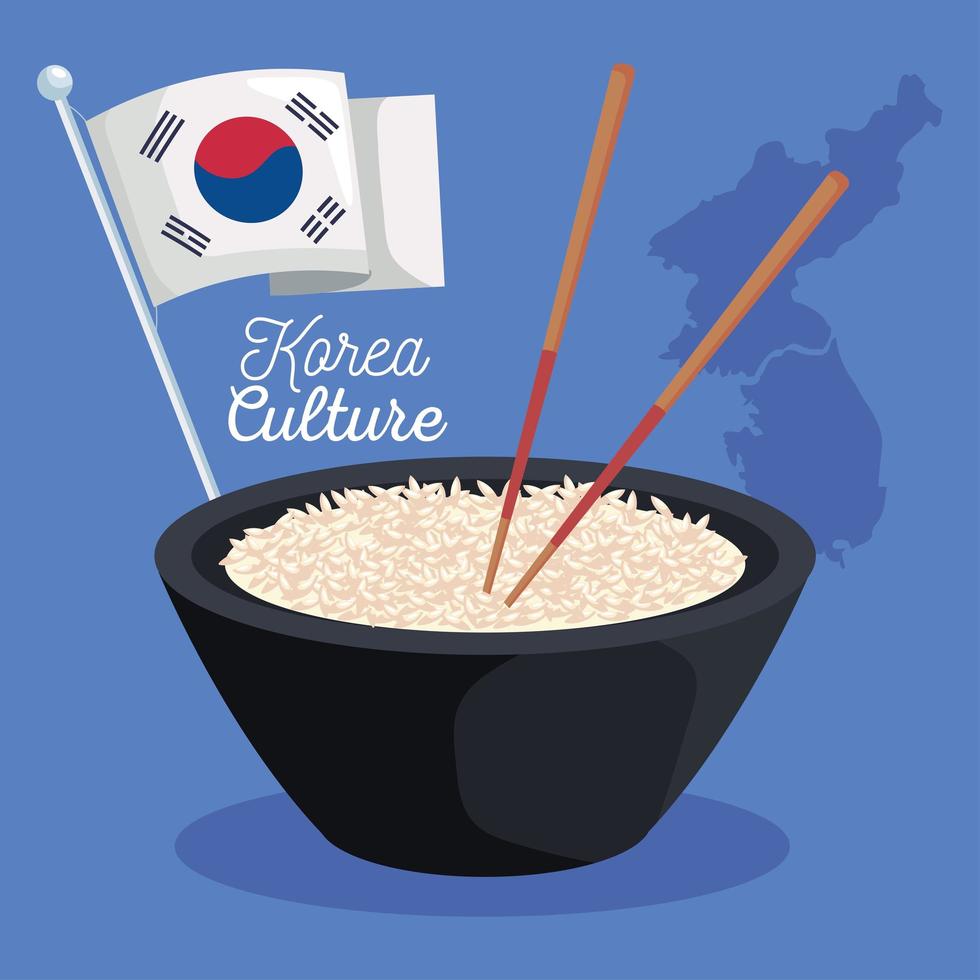 Koreanisches Essen und Flagge vektor
