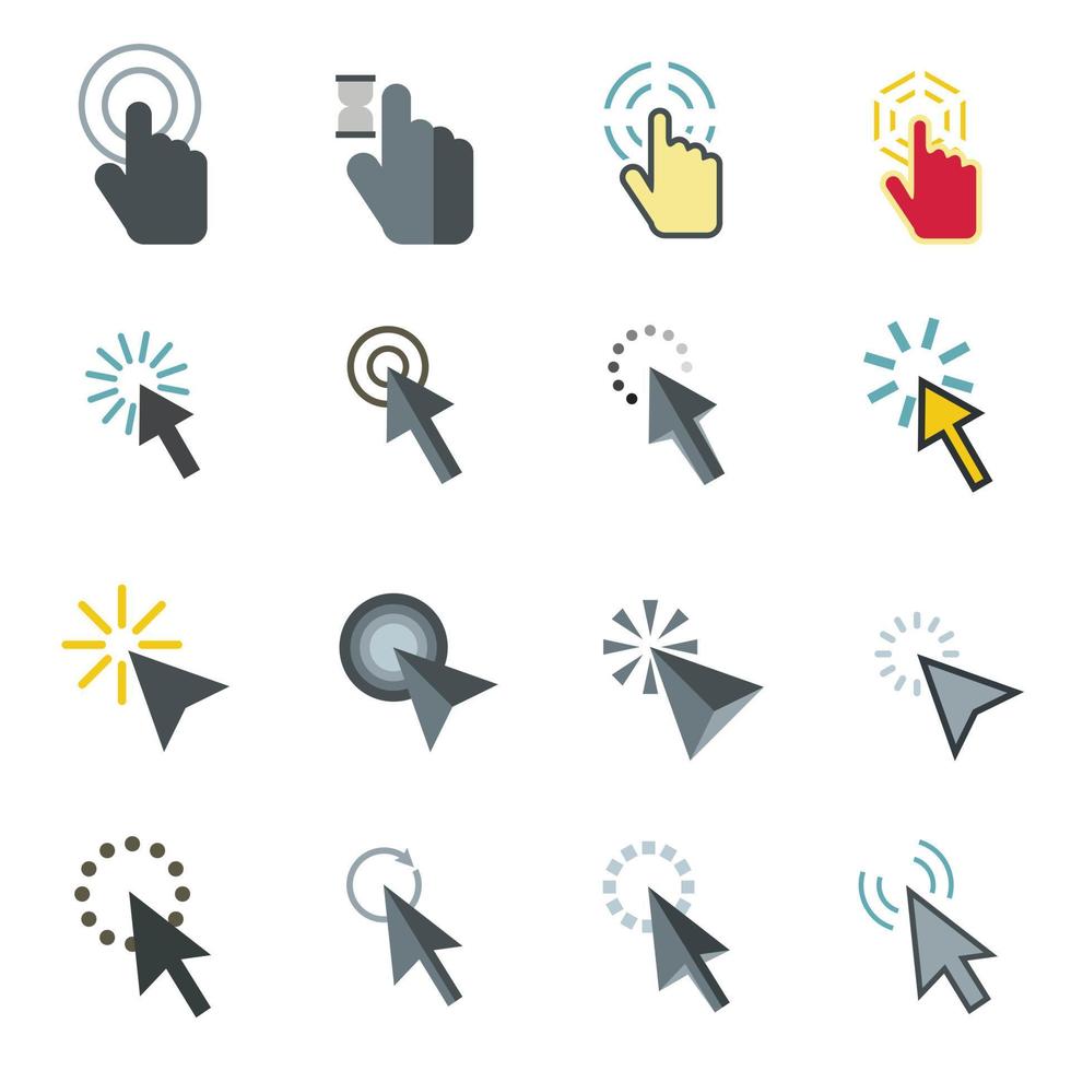 Mauszeiger Icons Set, flacher Stil vektor