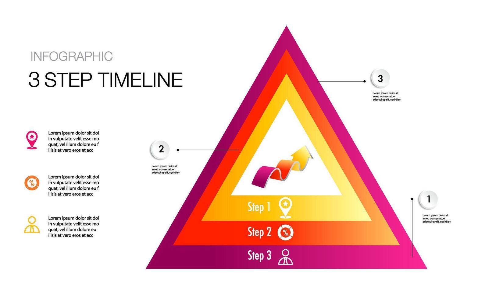 triangel infographic mall 3 steg vektor