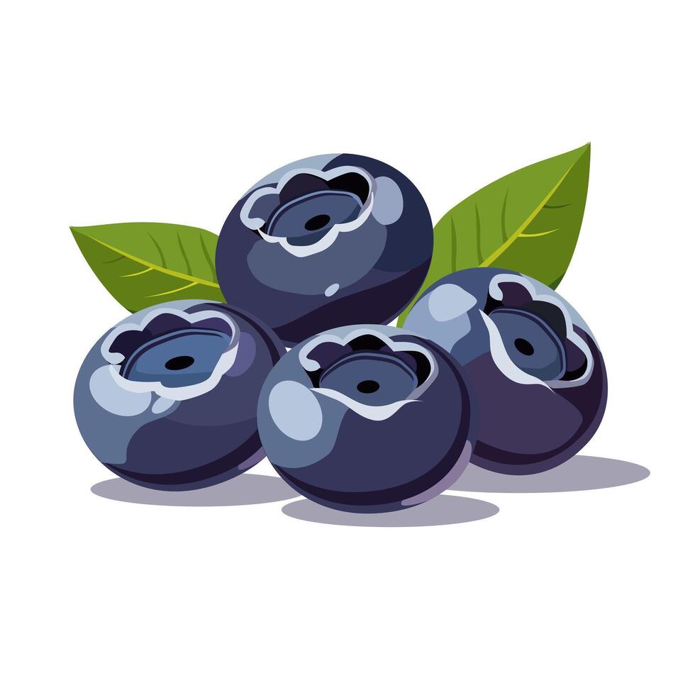 saftig und gesund Blau Blaubeere mit Grün Blatt isoliert auf Weiß Hintergrund. Vektor Beeren Illustration im eben Stil. Sommer- Clip Art zum Design von Karte, Banner, Flyer, Verkauf, Poster, Symbole