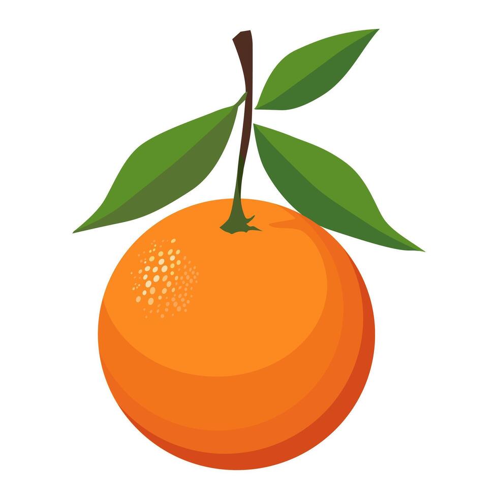 saftig och friska röd orange med grön löv isolerat på vit bakgrund. vektor frukt illustration i platt stil. sommar ClipArt för design av kort, baner, flygblad, försäljning, affisch, ikoner