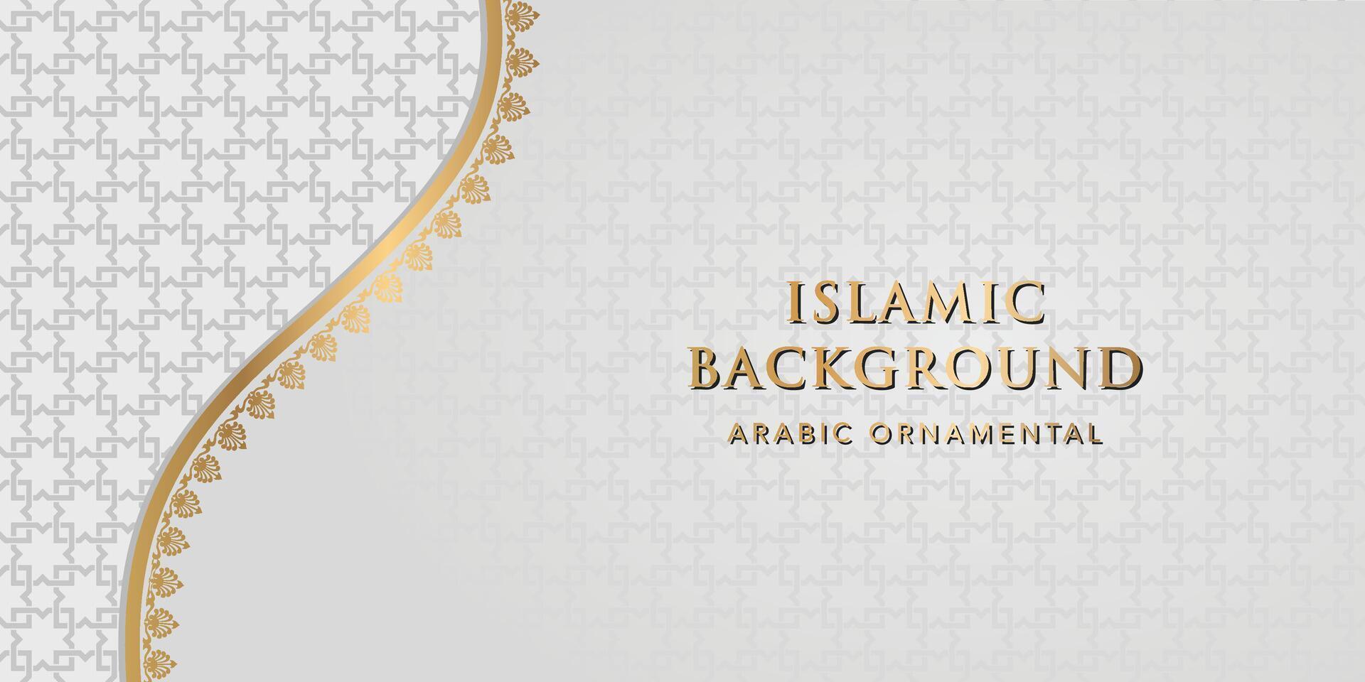 islamic ramadan kareem eid mubarak arabicum lyx dekorativ bakgrund med islamic mönster och dekorativ prydnad ram vektor