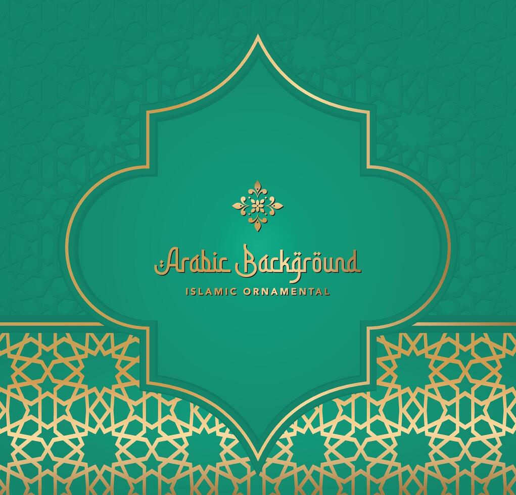 friedlich golden Grün Arabisch islamisch Ramadan Hintergrund mit Laternen und Sterne vektor