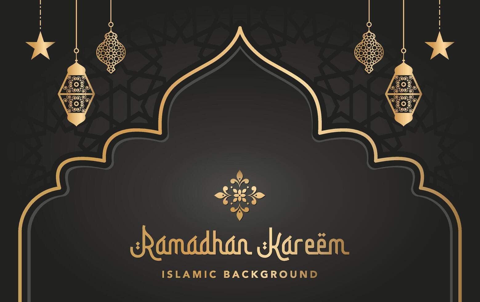 fredlig gyllene arabicum islamic ramadan bakgrund med lyktor och stjärnor vektor