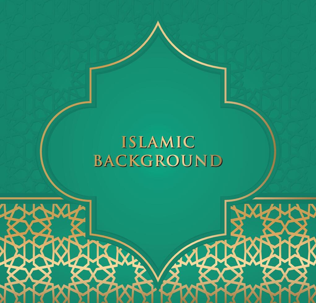 Grün islamisch Hintergrund mit elegant Gold Rahmen vektor