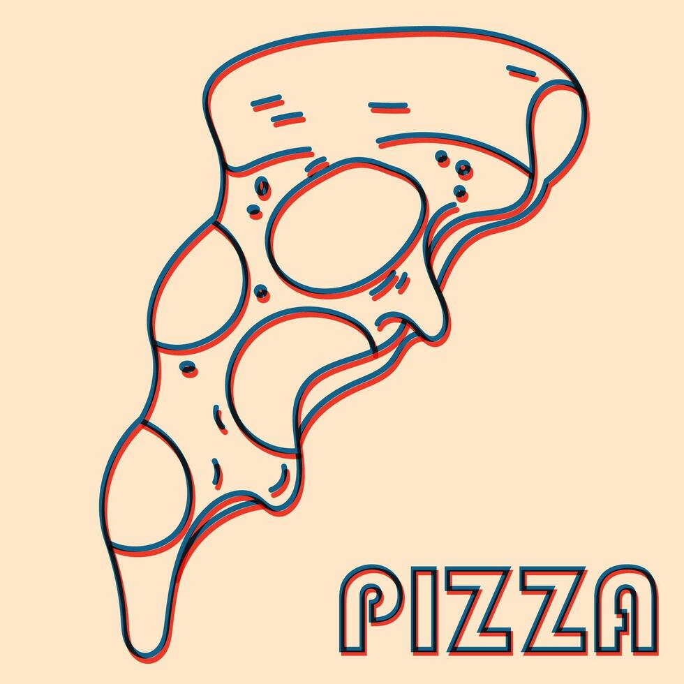 Pizza. Vektor Illustration mit Risograph drucken bewirken