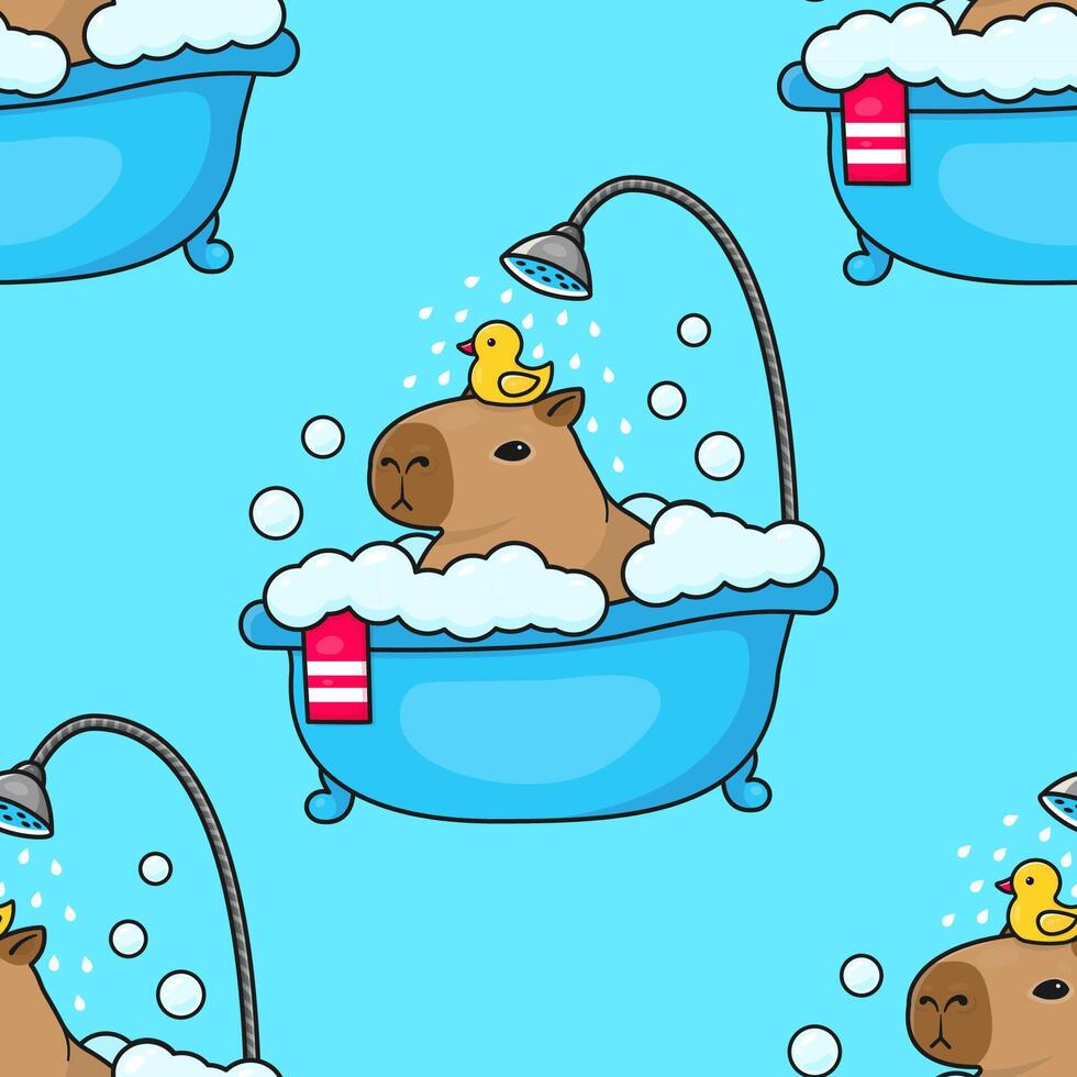 nahtlos Muster Capybara nimmt ein Bad. Vektor Illustration