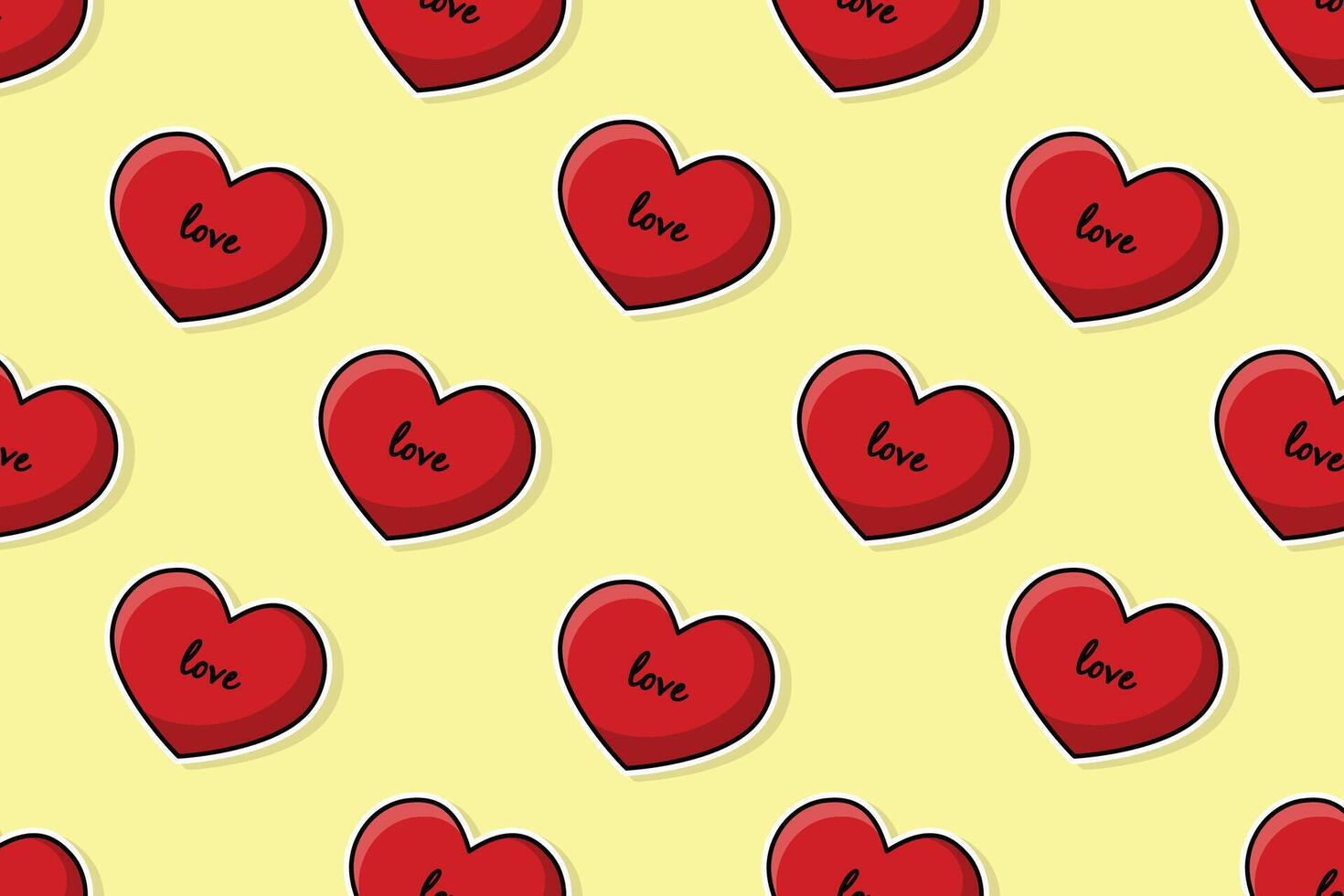mönster av hjärtan med de inskrift kärlek. vektor illustration