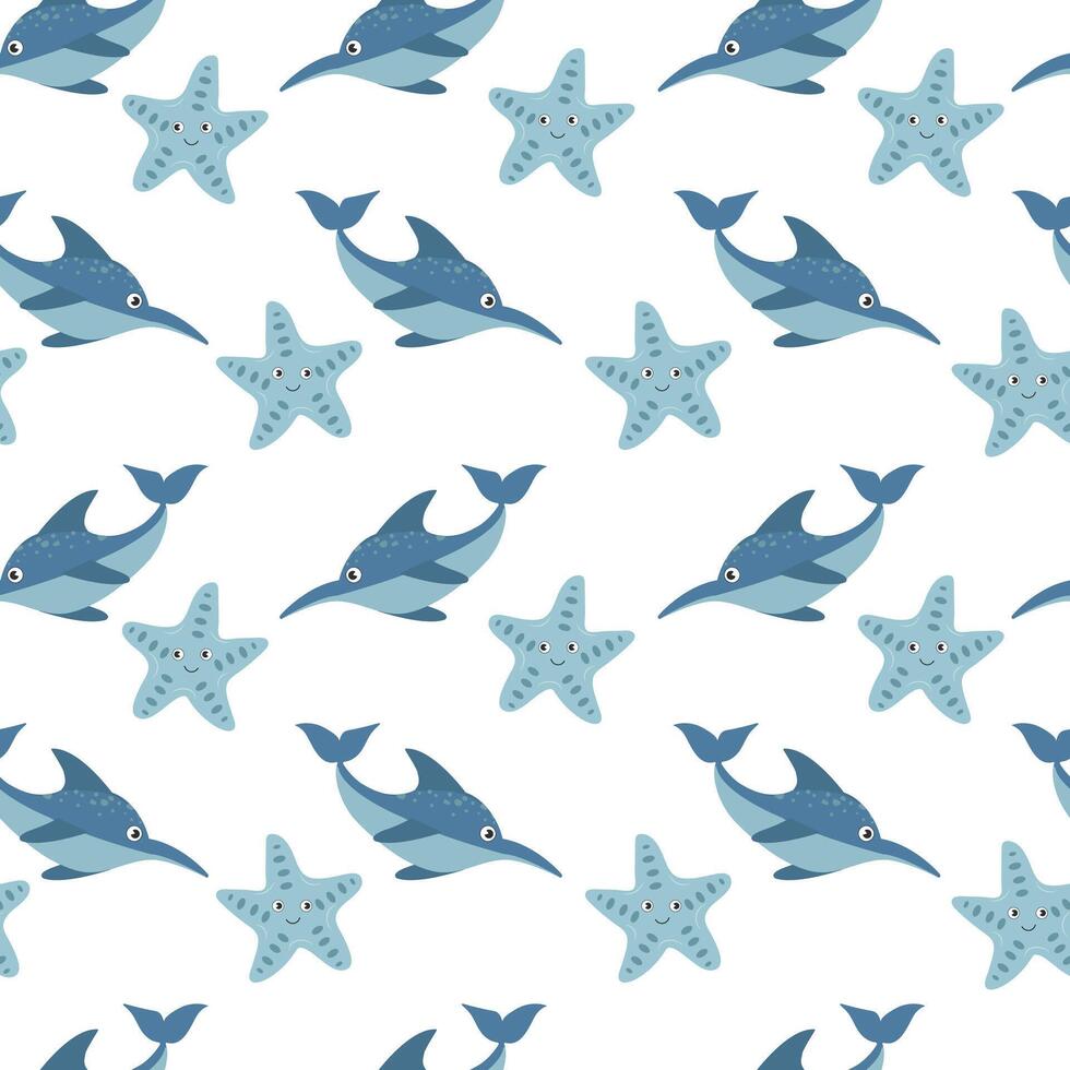 nahtlos Hintergrund mit Delfine. modisch Delfin Muster zum Verpackung Papier, Hintergrund, Aufkleber, Notizbuch Startseite und andere Entwürfe. vektor