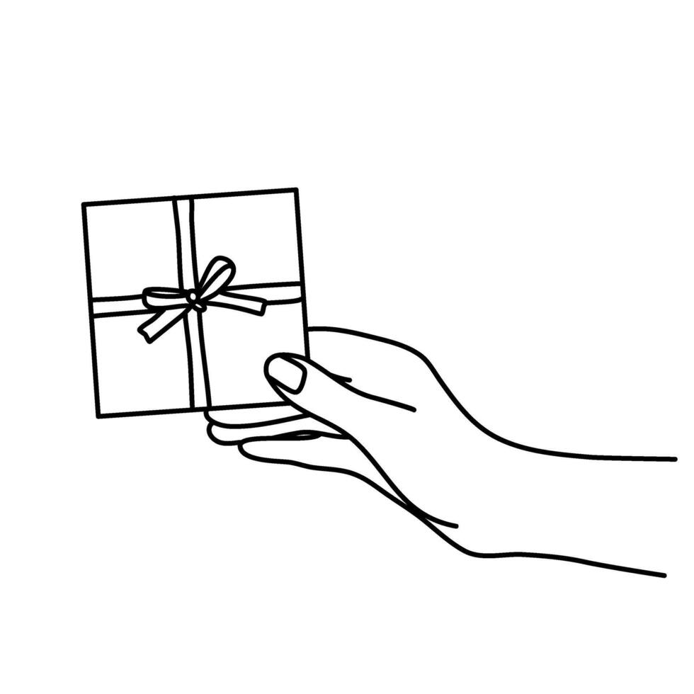 närvarande gåva låda linje konst vektor illustration