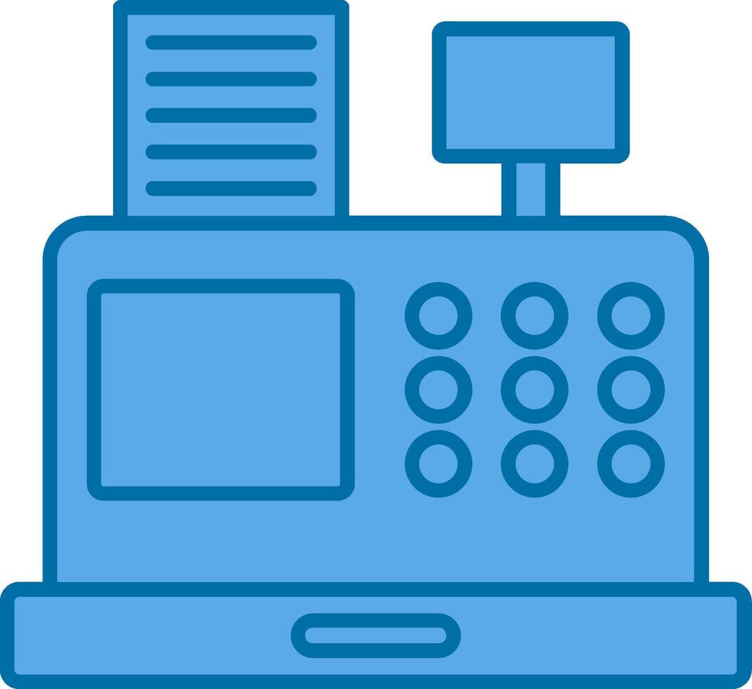 kontanter Registrera fylld blå ikon vektor