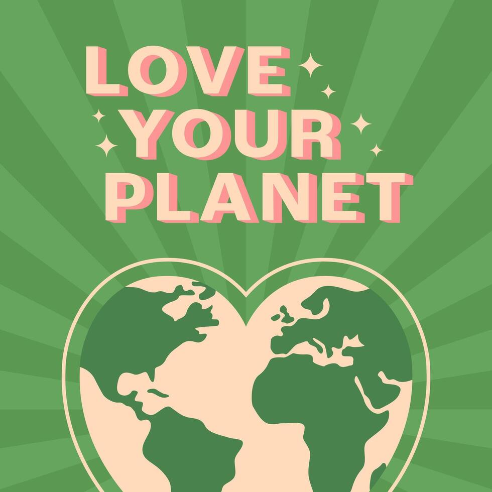 Liebe Ihre Planet Phrase mit Erde im Herz Form. modern Grafik Design zum Poster, Karten, T-Shirts. Vektor Illustration