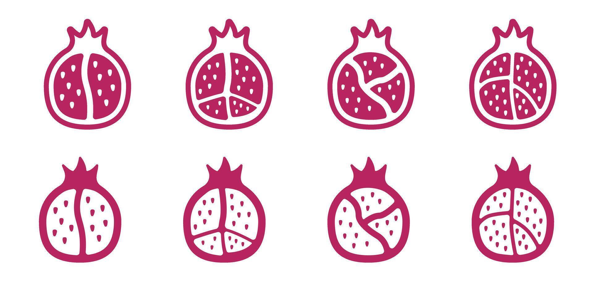 Granatapfel Obst Symbol, rot Farbe isoliert transparent Hintergrund vektor