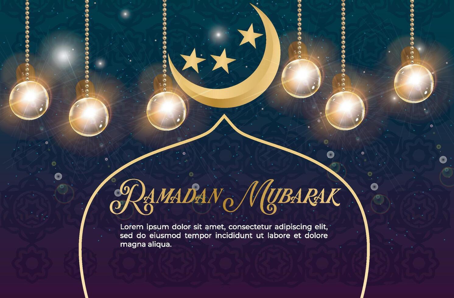 arbic Kultur eid Mubarak Flyer oder Poster schön golden schmücken Islam Masjid und Lampe. vektor