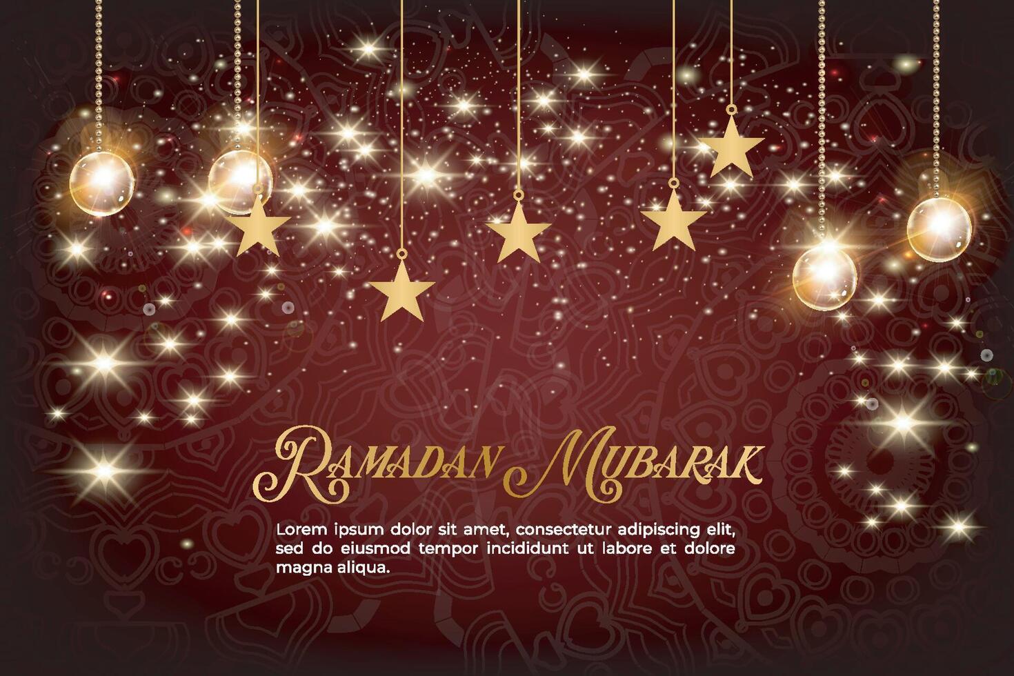 Ramadan arabisch eid Mubarak Flyer oder Poster modern Hintergrund Ornament und Lampe Illustration Design. vektor