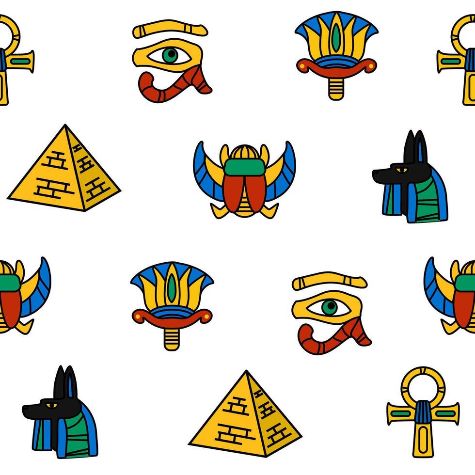 nahtlos Muster mit Ägypten Symbole, Kultur uralt Elemente. vektor