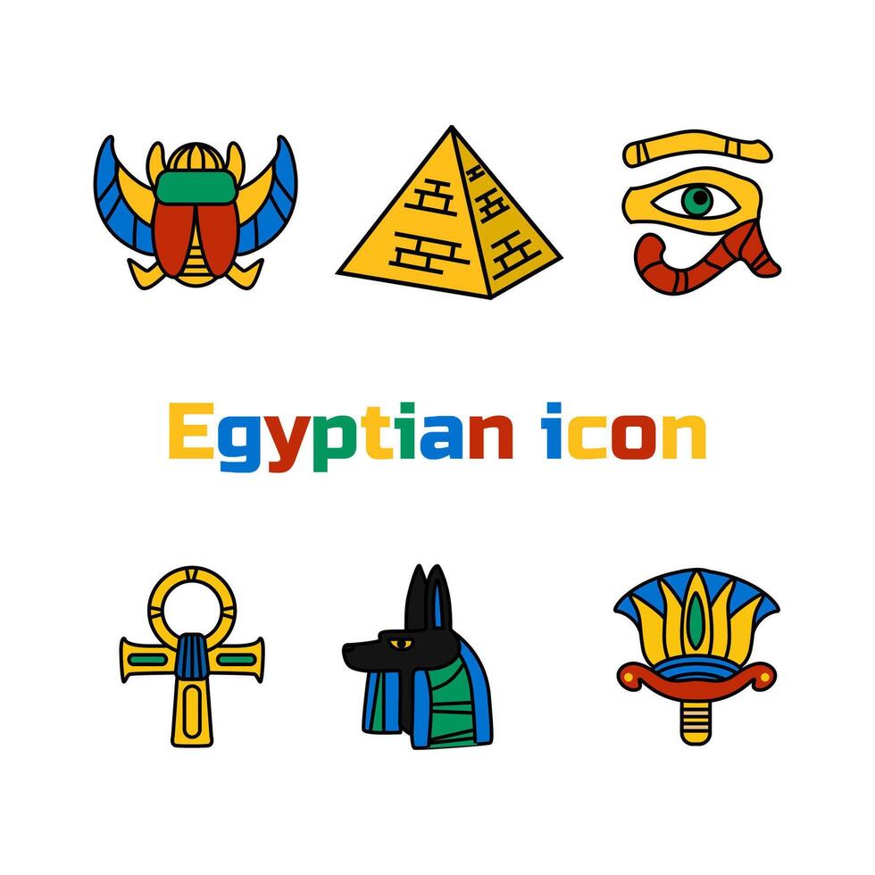 uppsättning av vektor design färgad egypten resa ikoner kultur gammal element