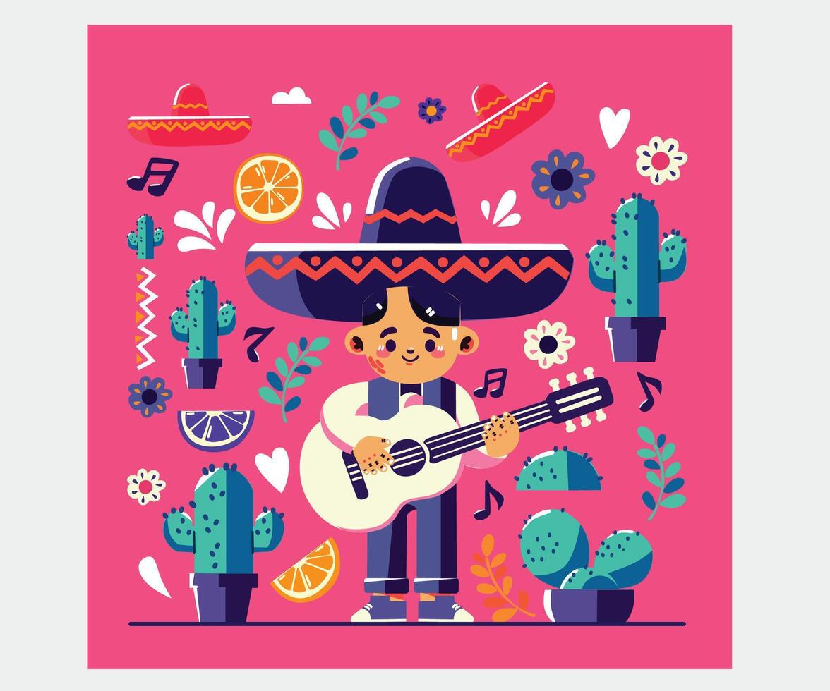 Hand gezeichnet cinco de Mayo Illustration vektor