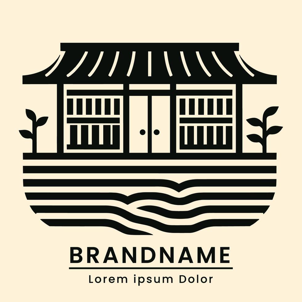 Seeufer Bibliothek Logo mit Bücherregal Thema modern und klassisch Farbe vektor